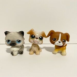 Littlest Pet Shop LPS Persian Cat + Boxer Dog Puppy Lot Bundle Toy